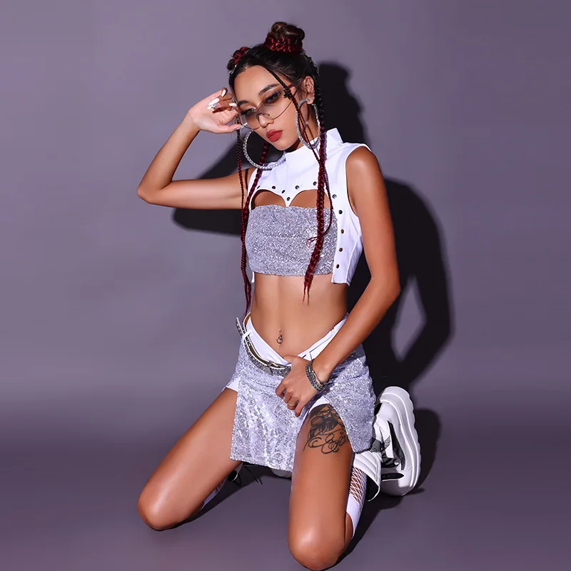 Fashion Design Gogo Bar Jazz dancer costume sexy girl set sequin costume Stage Dance Wear