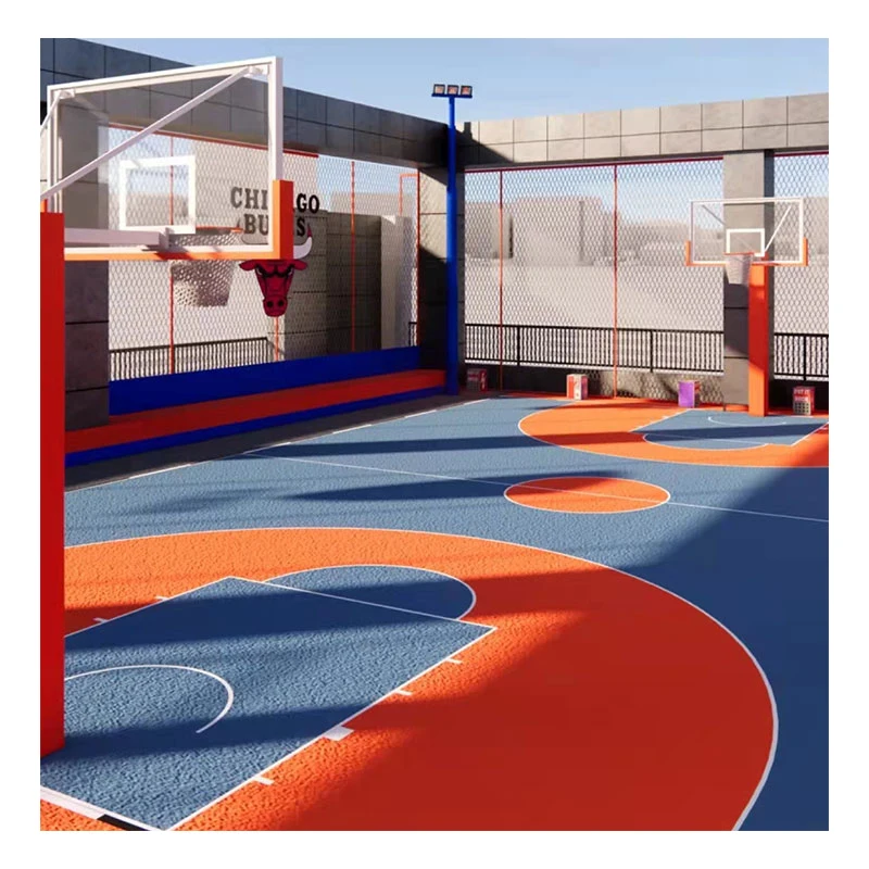 Tennis Court Elastic Acrylic Acid Basketball Courtexcellent Wear Resistance Non-Toxic Silicon Pu Court Material Sports Flooring