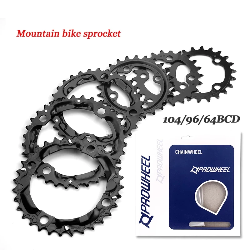PROWHEEL Round Sprockets 64/96/104BCD Mountain Bike Sprockets 22T 24T 30T 32T 40T 42T 44T Sprockets Steel/Alloy Chainrings