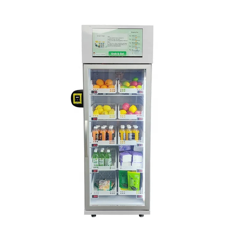 grab and go refrigerator snack vending machine with advertising fruit weight sensing vending machines for sale
