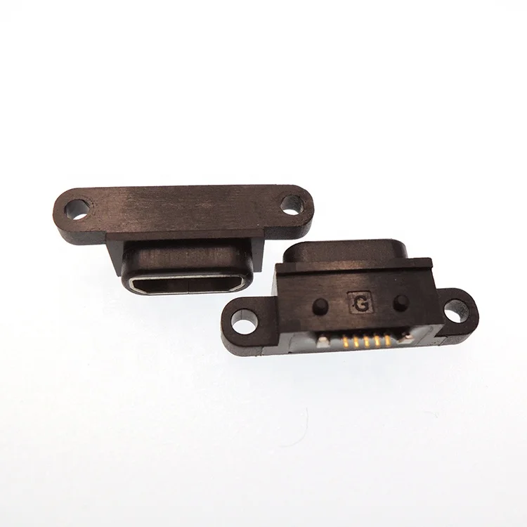 SMT Waterproof Micro USB Connector Female Receptacle with O-ring and fitting holes
