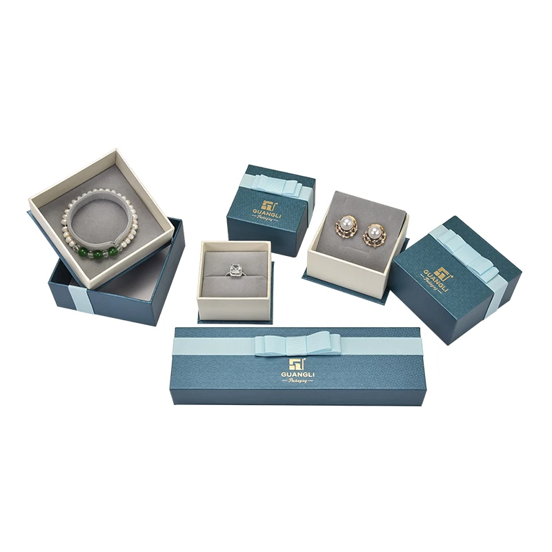 paper boxes for jewelry packing luxury custom ring bracelet necklace bangle paper ribbon jewelry box set customized logo 
