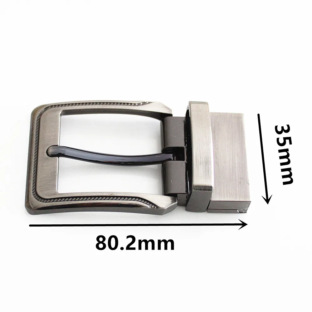 Brushed 3.5cm Rotating Zinc Alloy Metal Reversible Belt Pin Buckle