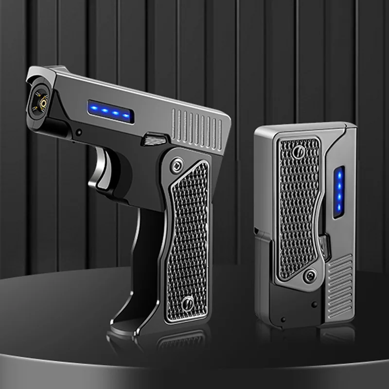 In stock 2 IN 1 Jet Torch Arc Electric Gun Lighter USB Rechargeable& Butane Refillable Plasma Lighters for Candle pistol Lighter
