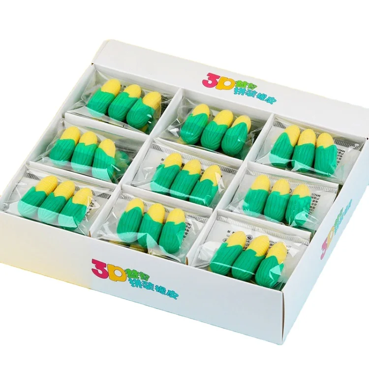 Simulation Vegetables Cabbage Corn Peanut Pencils Eraser Rubber Set Fruit Banana Pineapple Rubber Erasers Pupils Learning Gifts