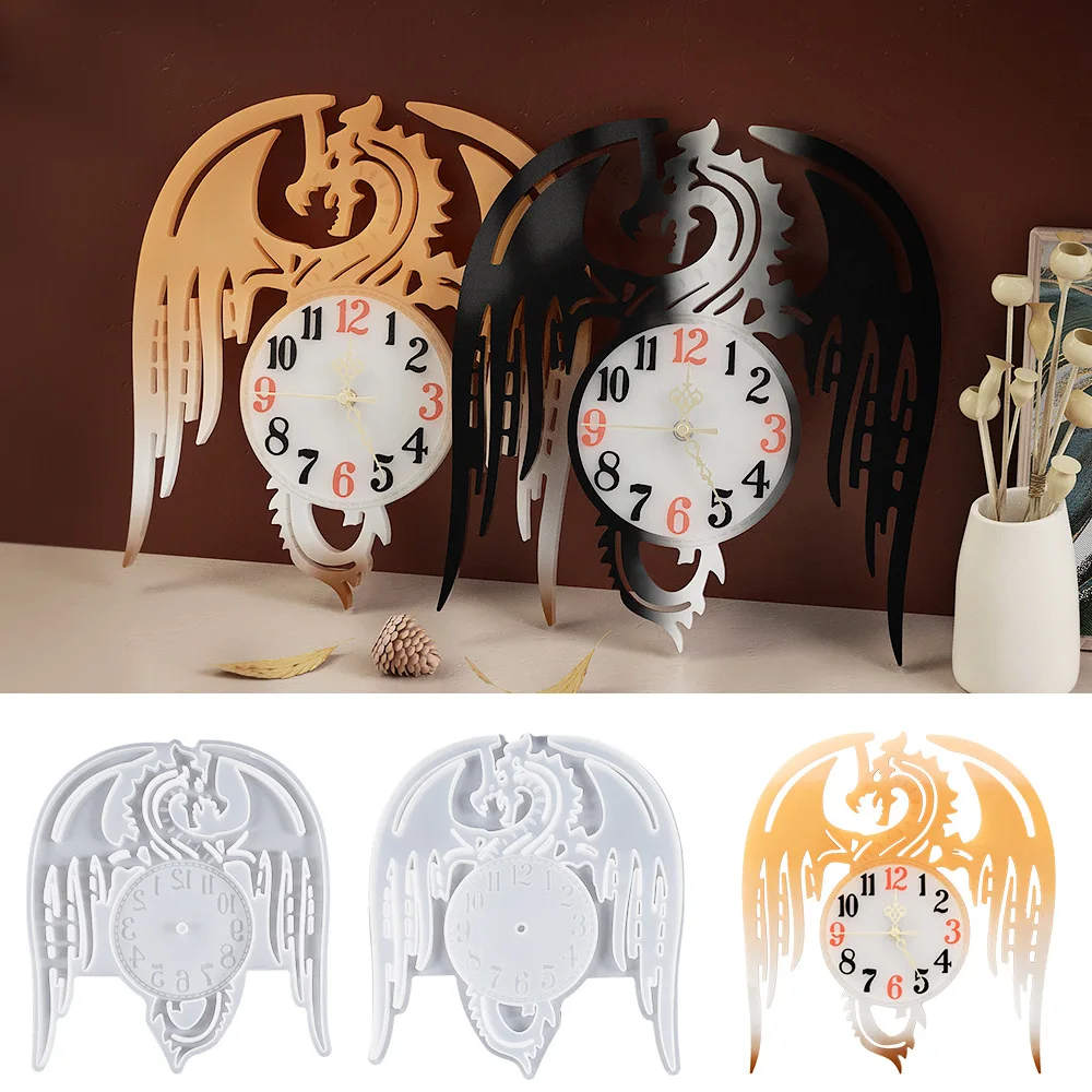 Diy Flying Clock Epoxy Mold Simple Clock Movement Arabic Digital Dial Decoration Silicone Mold