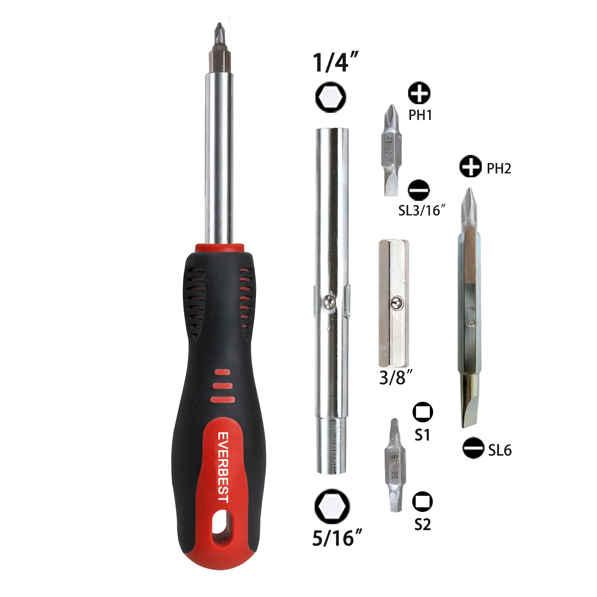 Faactory Interchangeable 9 In 1 Screw driver Set PP TPE comfort and torque Hand tools Multi-function Household Screw driver