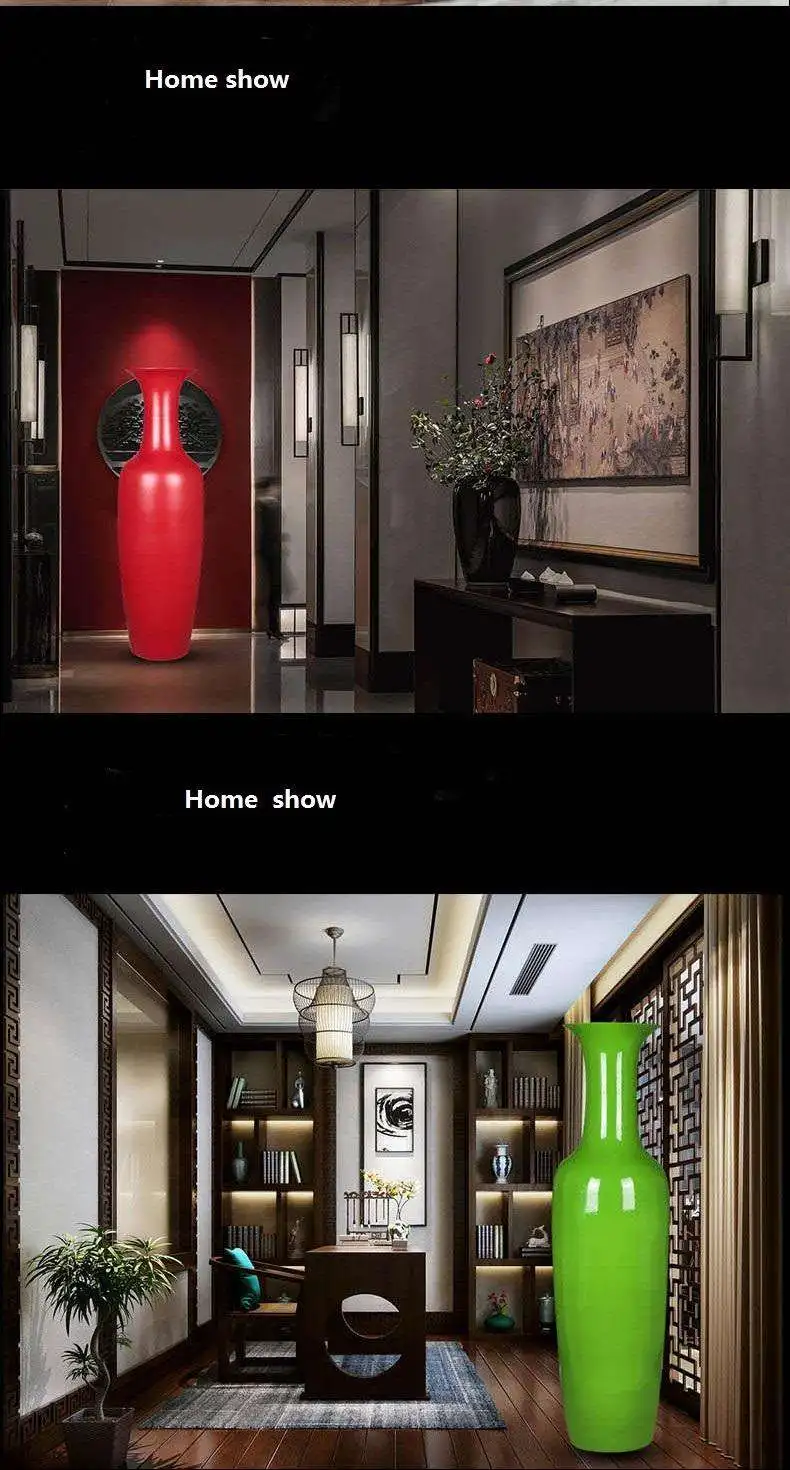 High-Quality Modern Porcelain Floor Vase - Large Colorful Glazed Ceramic Vessel in White Red & Green for Economical Home Decor