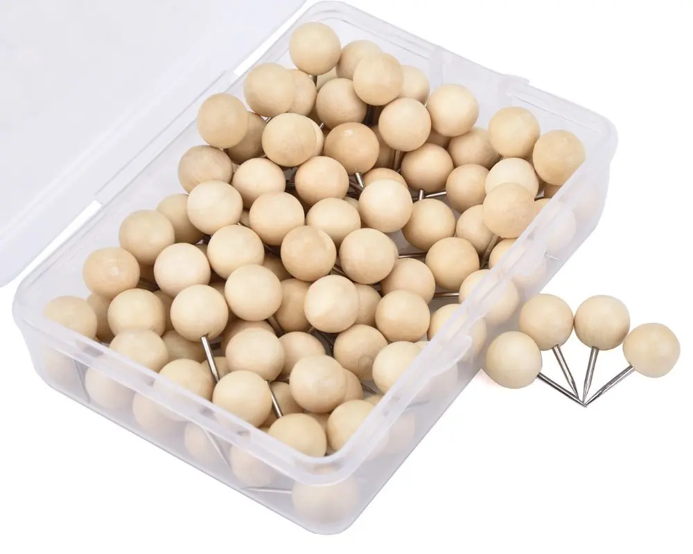 Factory Wood Push Pins Decorative Wooden Thumb Tacks Map Pushpins for Cork Board Memo Board