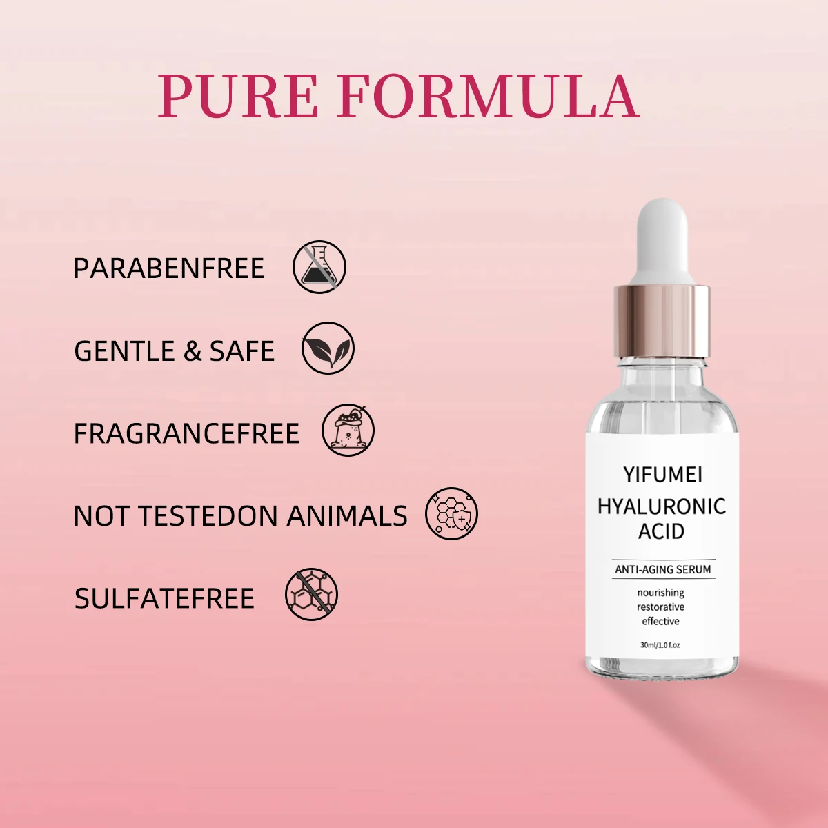 Factory Wholesale OEM ODM Natural Lift Instant Skin Skin Whitening Repair Anti-Aging Pure Hyaluronic Acid Serum