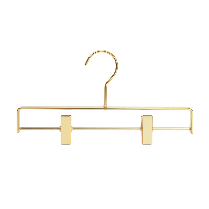 Shiny Gold Metal Hanger Aluminum Hangers for Pants with Clips