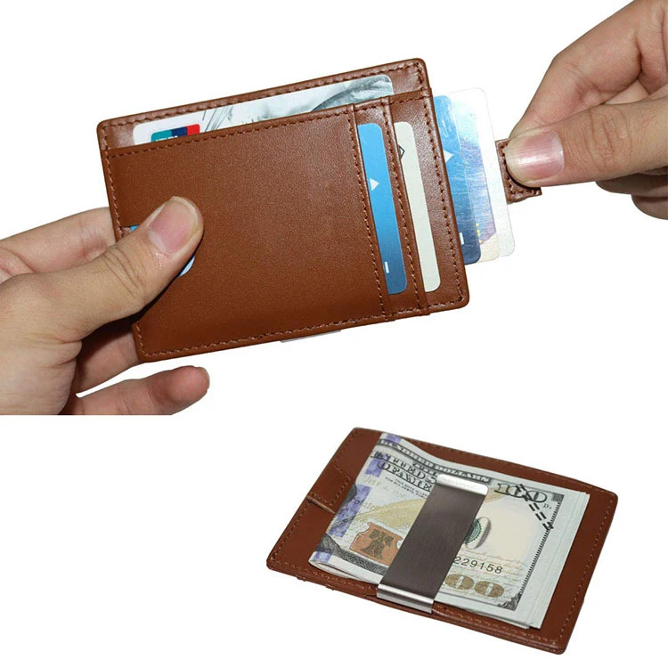  WM6028 Новое поступление коричневый RFID кошелек мужской кожаный зажим для денег минималистичные кошельки тонкий