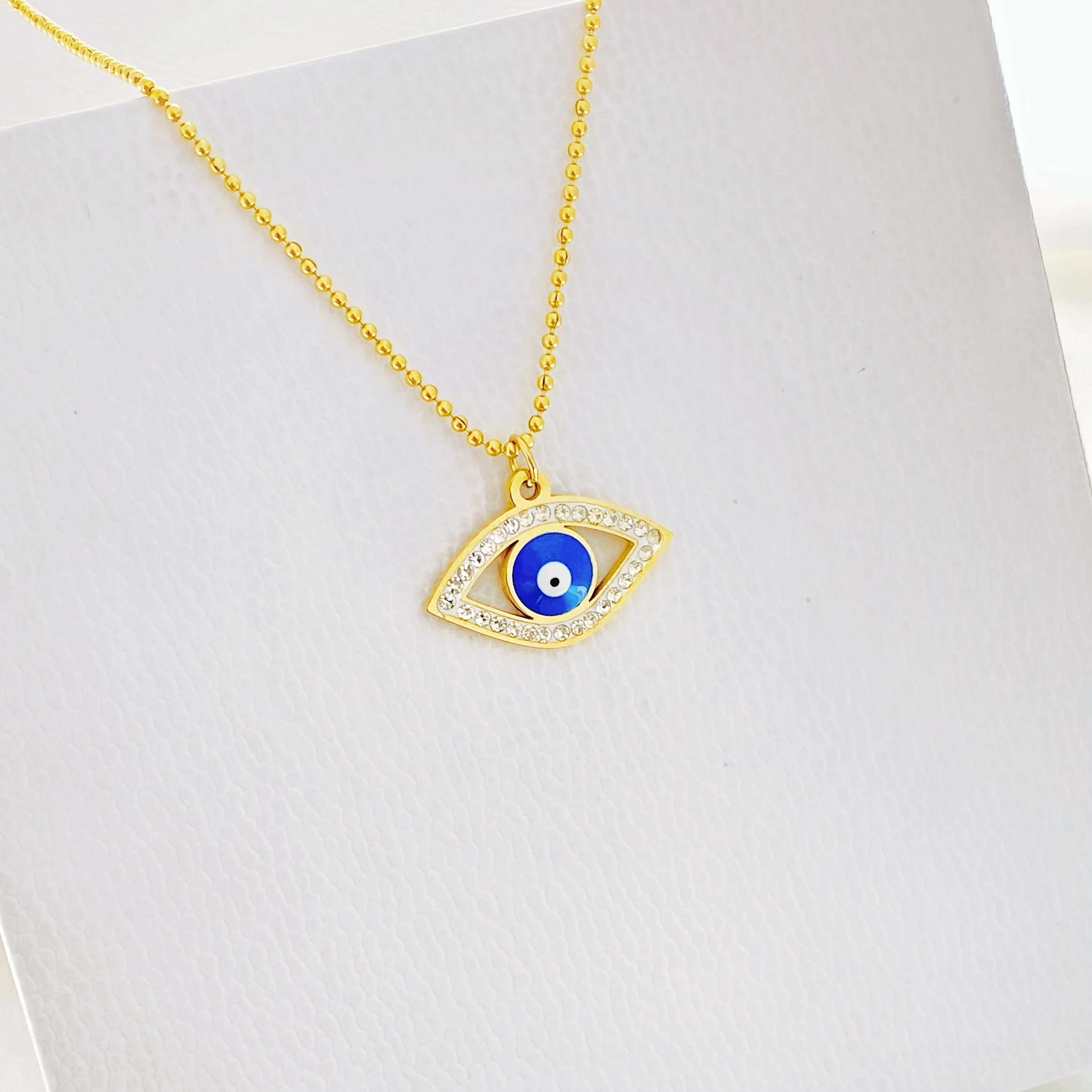 Turkey Fashion Blue Evil Eye Necklace Charm Blue Rhinestone Eye Choker Necklace for Women Boho Jewlery Wholesale