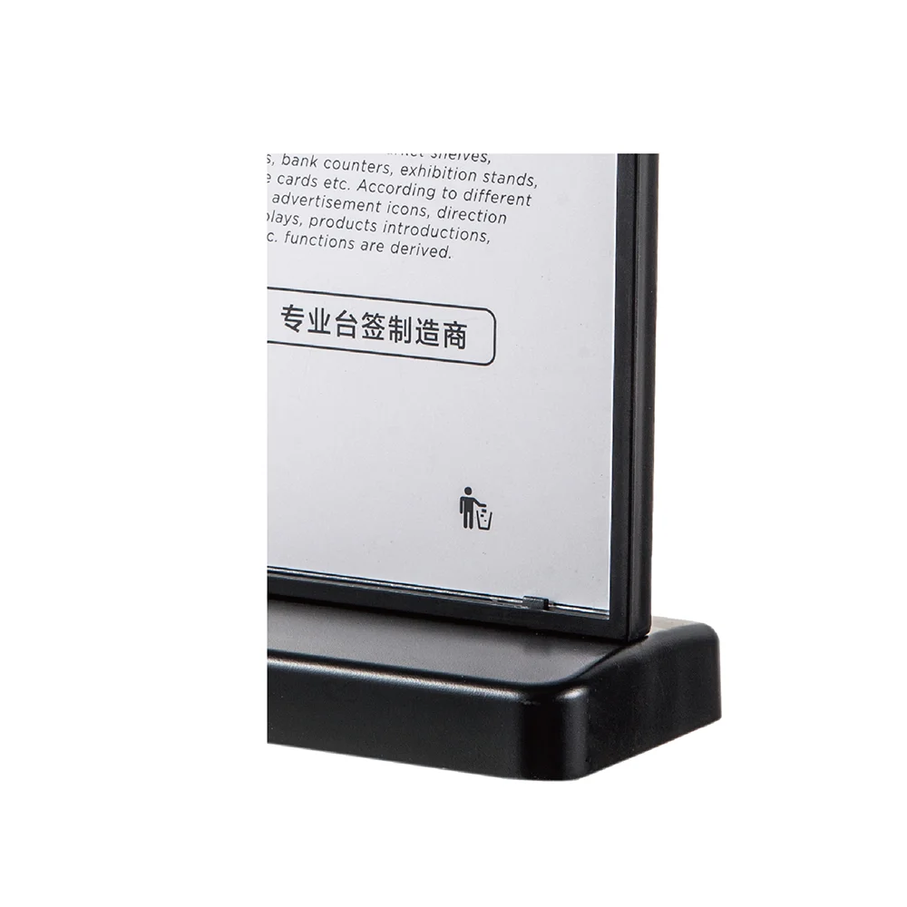Uhoo 6262 T shape double sided customize practical acrylic sign holder A6 Table Menu Display Stand