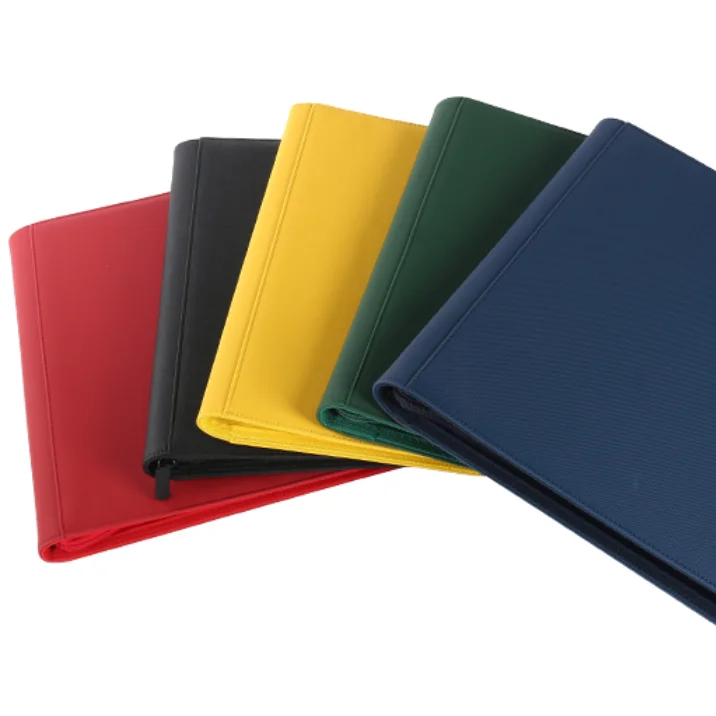 20 pages 480 pcs zipper 12 pockets PU leather custom MTG game magic loose leaf notebook sleeve yugioh tcg premium card binder