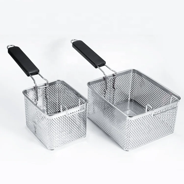 Hotel Kitchen Equipment Non-stick Rectangle Commercial Iron Fryer Basket French Fries Wire Mesh Deep Fry Basket