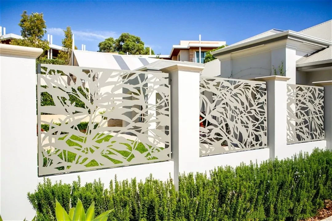 Custom Laser Cut Main Gate Design Aluminum Laser Cut Perforated Screen Fence Panel