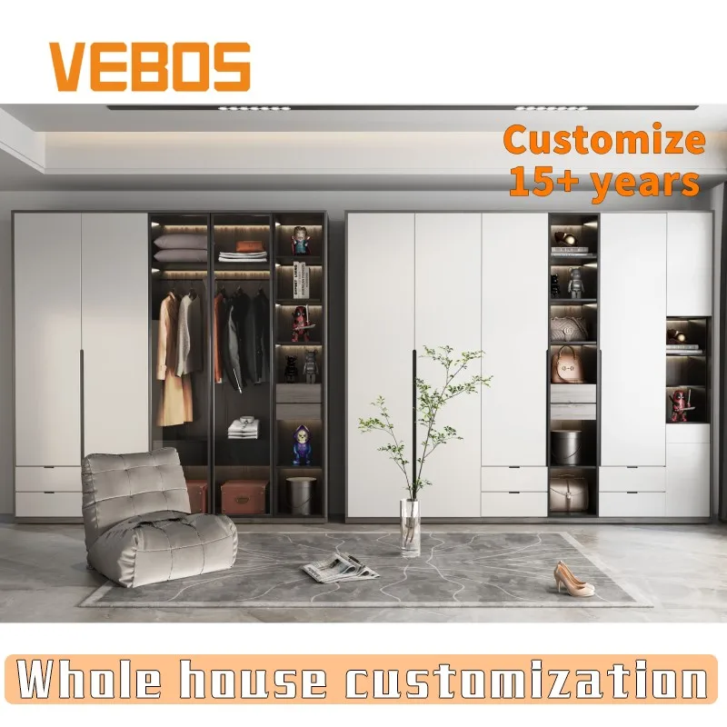 Современная роскошная стеклянная дверь, шкаф, спальня, ходунок, кладовая и модульный шкаф, полные комплекты для спальни
