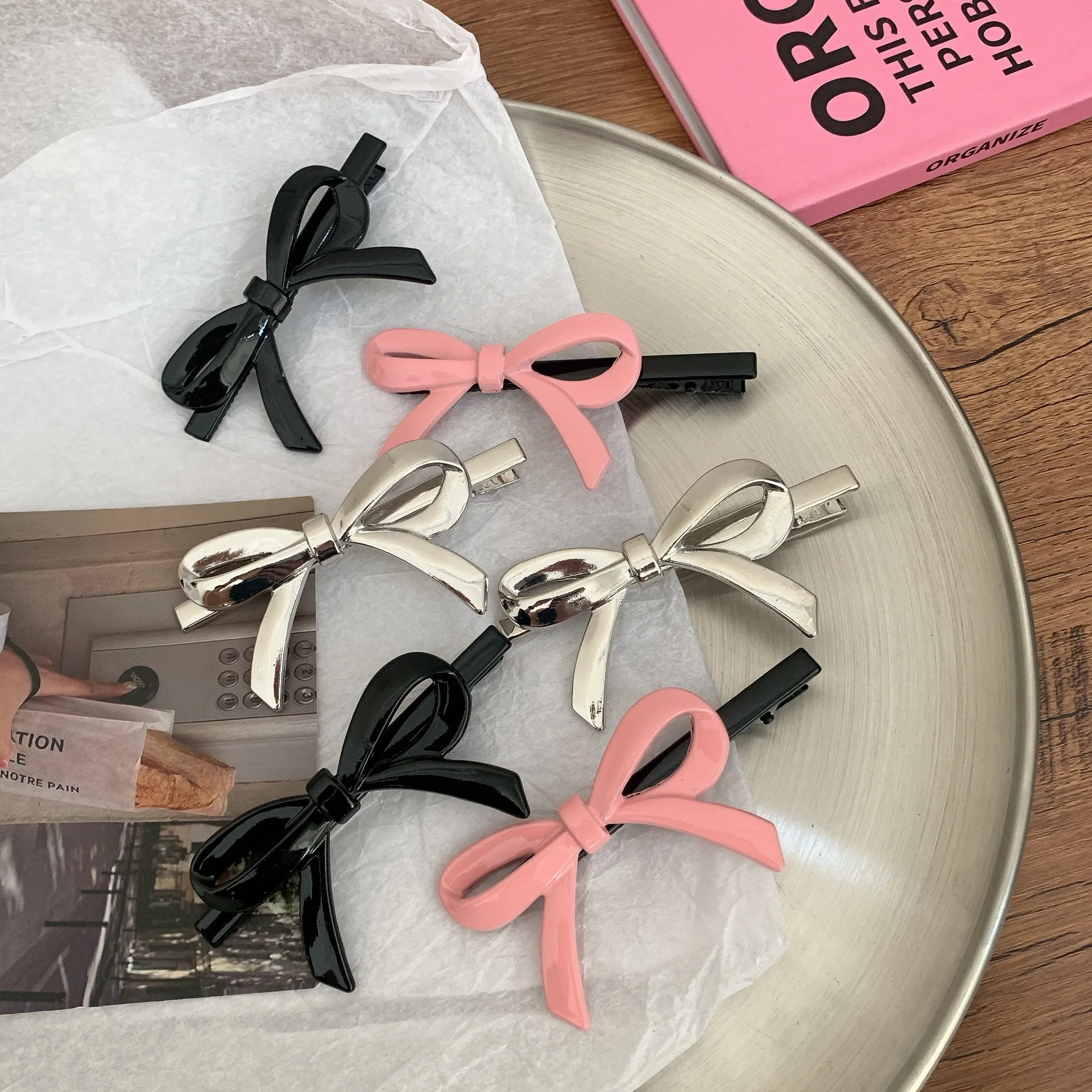 Sayoung Oem/Odm  Korean New Style High Quality Metal Bow Hairstyle Daily Use Salon Makeup Hair Clips