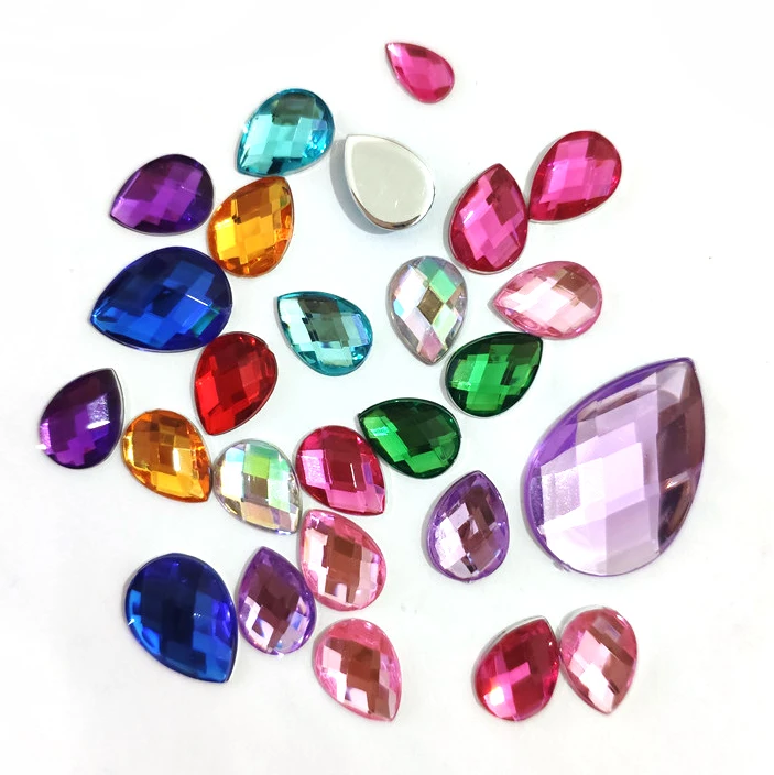 8*13mm  13*18mm 18*25mm Acrylic Crystal Strass Flatback Drop Rhinestone for Clothes Crafts