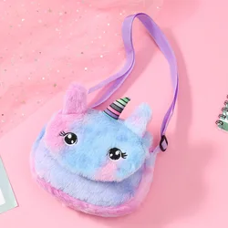 Cartoon Plush Unicorn Coin Purse Cute Shoulder Bag Wallet Bag For Children Key Earphone Organizer School Bag