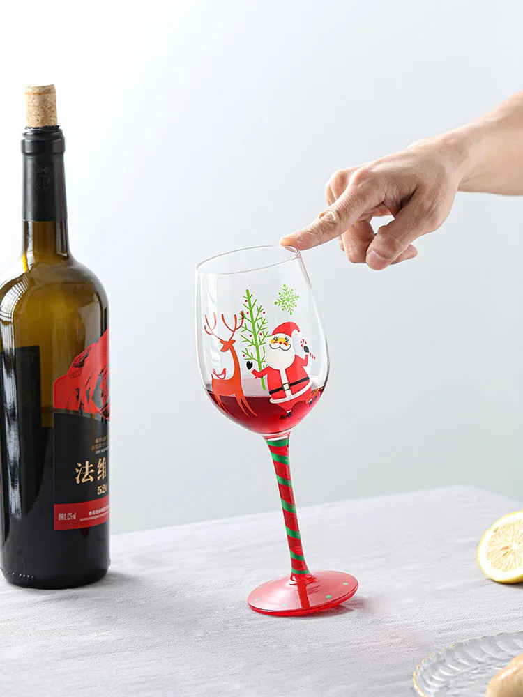 christmas goblet red wine glasses hand painted glass wine cup crystal luxury custom wine glass