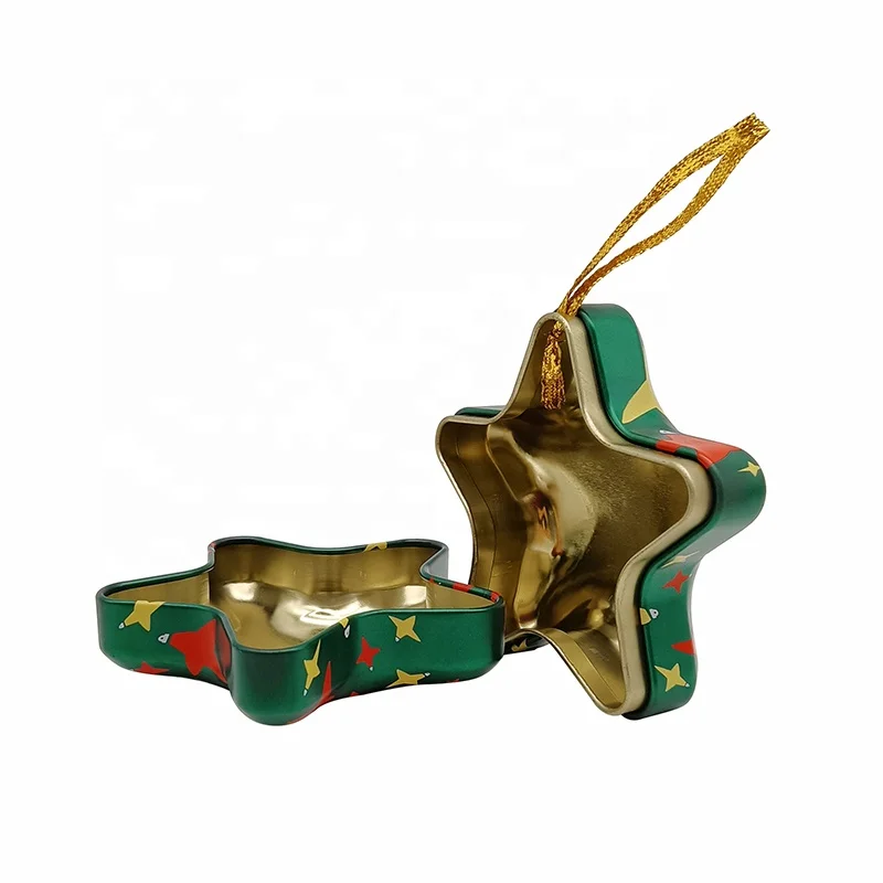 Factory Direct Sales Customization Star Shape Tin Box With Lid Christmas Tin Box for Gift Candy Cookie Package