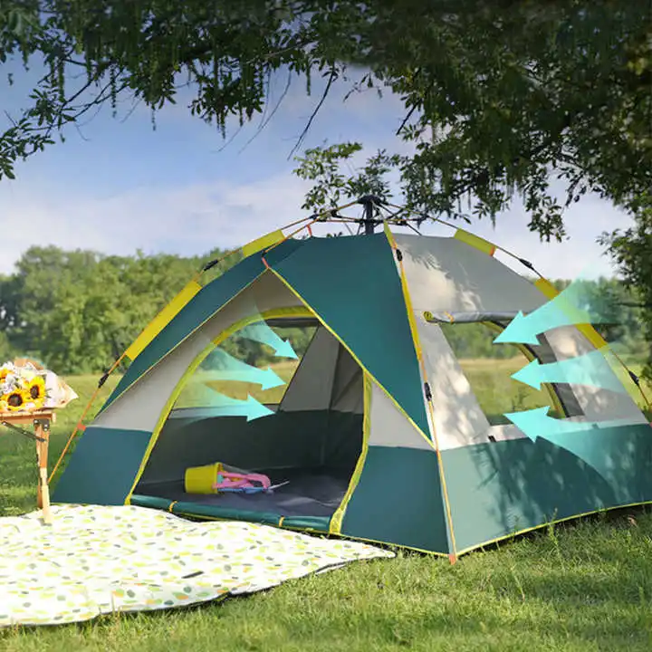 Custom Outdoor Waterproof Ultralight Trip Portable 3-4 Person Outdoor Dome Camping Tents Travel Pop Up Tent Automatic Tent