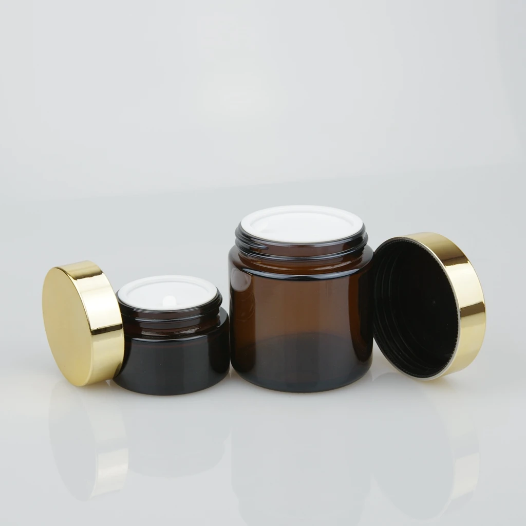 Manufacture 20ml 30ml 50ml 100ml High quality Amber color glass jar for cosmetic cream with Hand gasket and screw cap