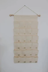 Green Christmas Advent Calendar 24 Days Custom Empty Giant Fabric Cotton Canvas Blank Christmas Countdown Calendar For Kids