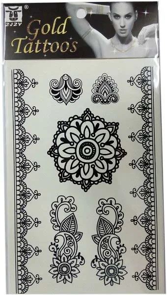 lace tattoo sticker glow in dark tattoo Metallic flash Gold Silver Festival Beach Holiday Gift Present promotion gift