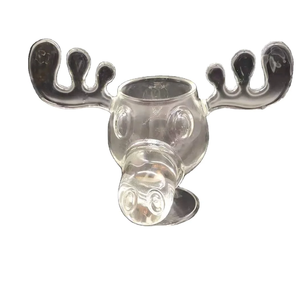 New arrival  glass moose mugs for Christmas moose glass cup