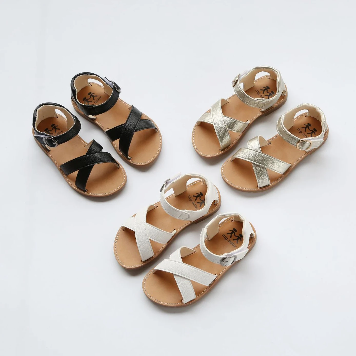 Kid girl Sandals cross strap toddler Girls flat Sandals