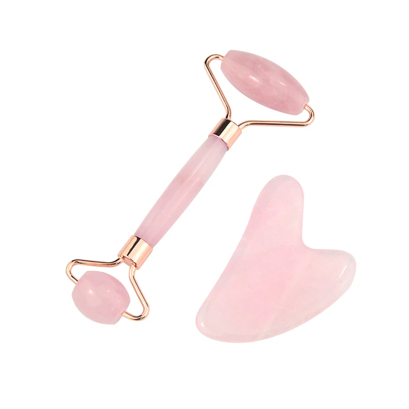 Hot natural rose quartz  beauty facial massage rose for facial roller