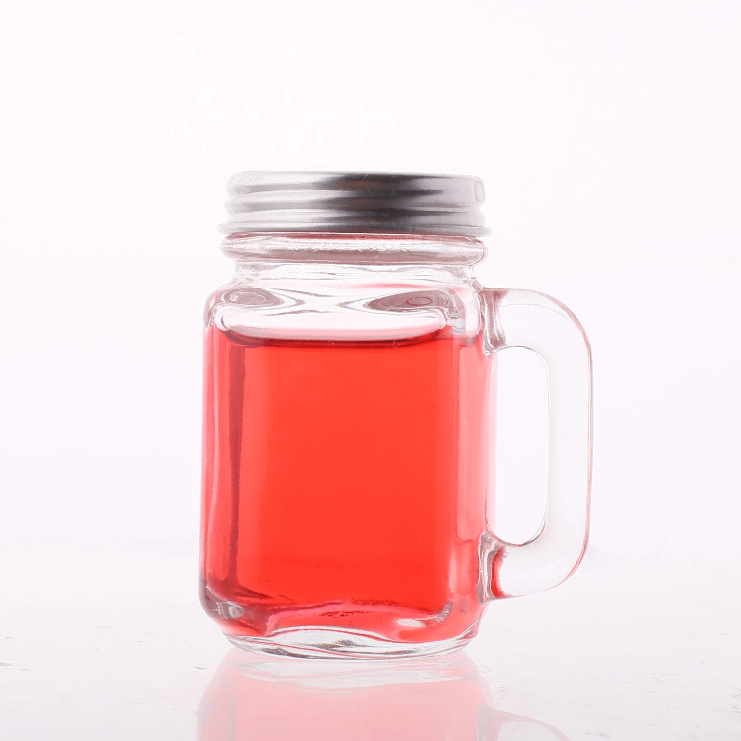 Glass Mason Jar For Food Candy Coffee 30ml Mini Storage Cup Glass Mason Jar With handle and straw