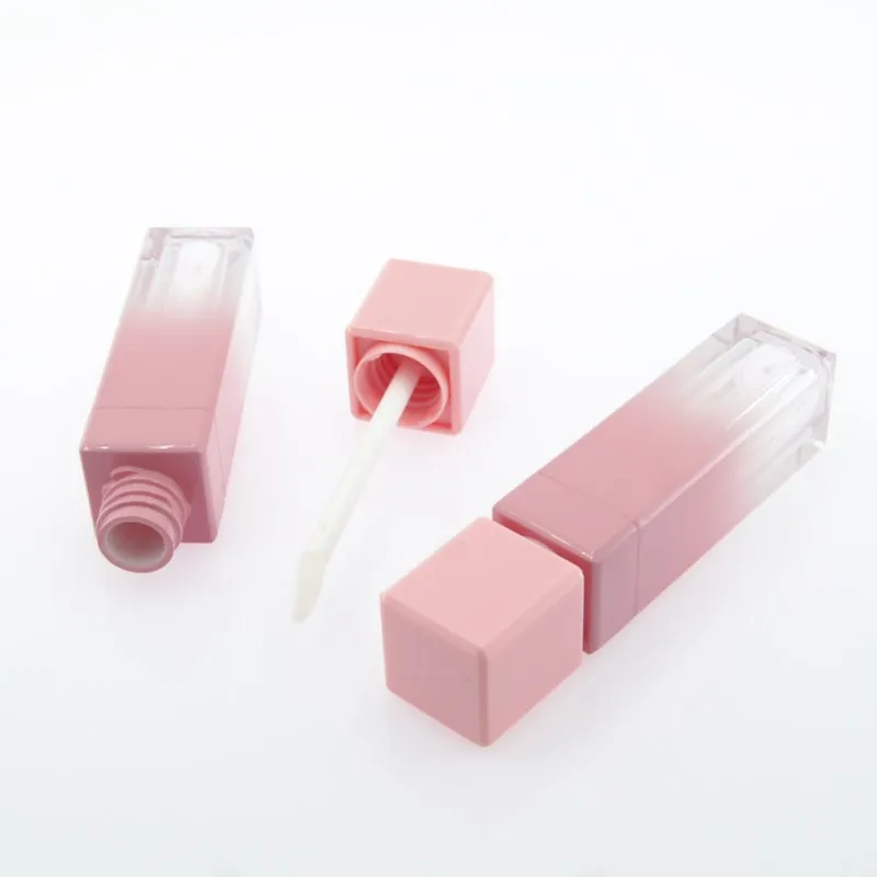 10ml Empty gradient Lip gloss tube with wand, 10ml square lip gloss container applicator