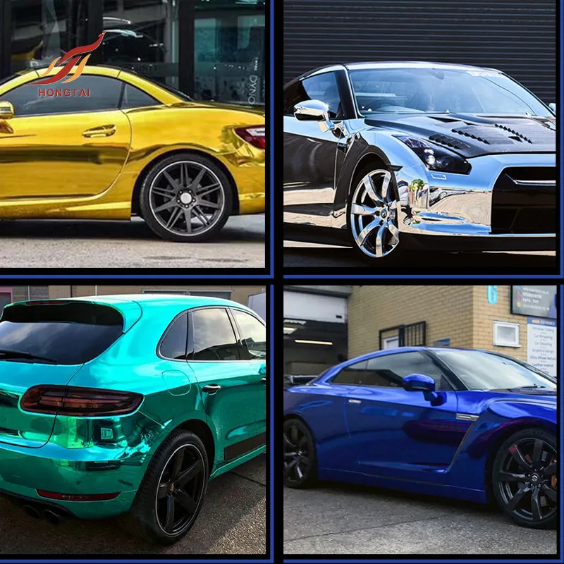 full body dark grey car wrapping chrome vinyl film reflective black chrome car wrap stickers