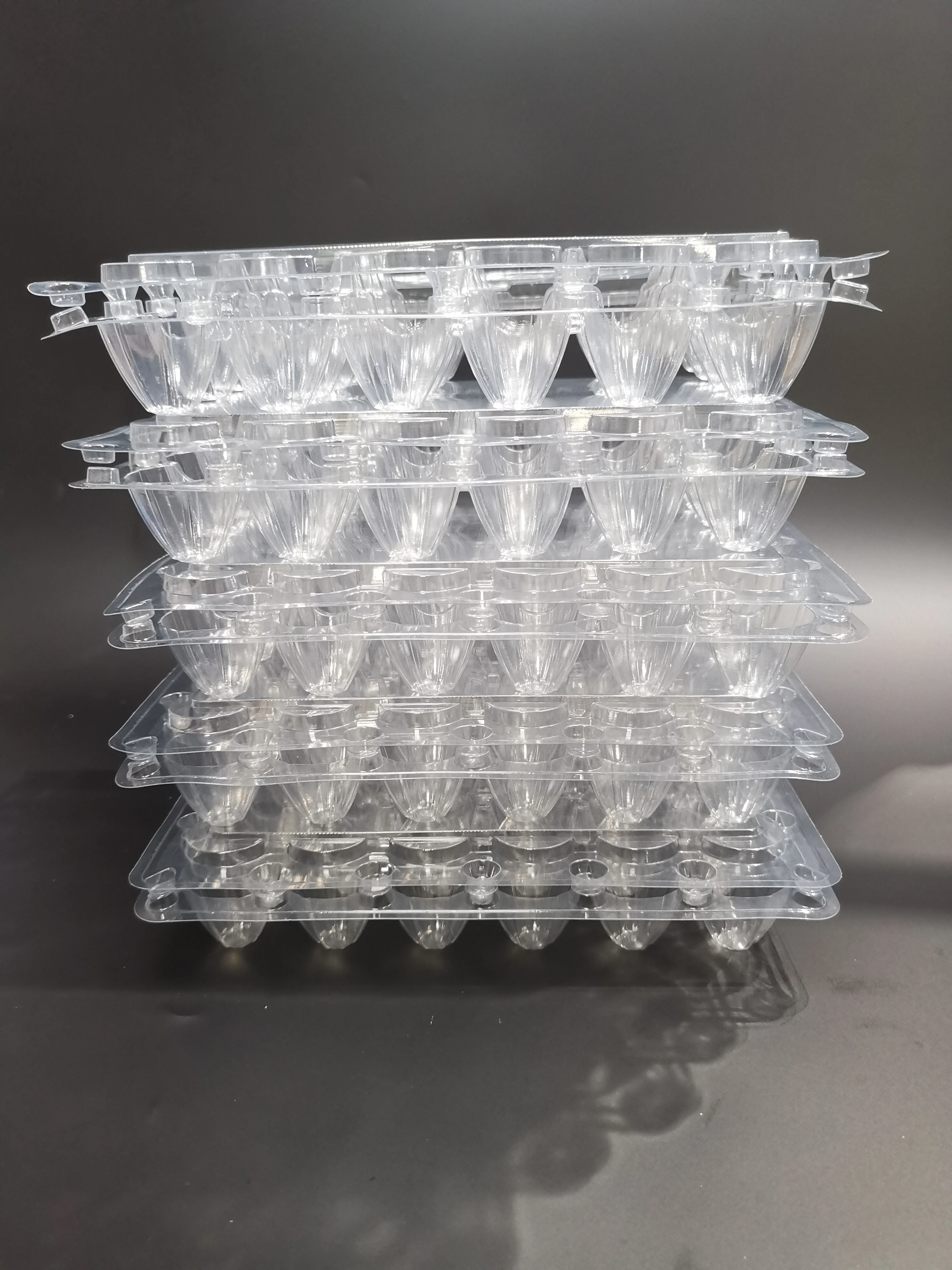 Recyclable Plastic 30 Grids Egg Tray Clear Plastic Chicken Egg Box Container Bulk Egg Carton for Fridge