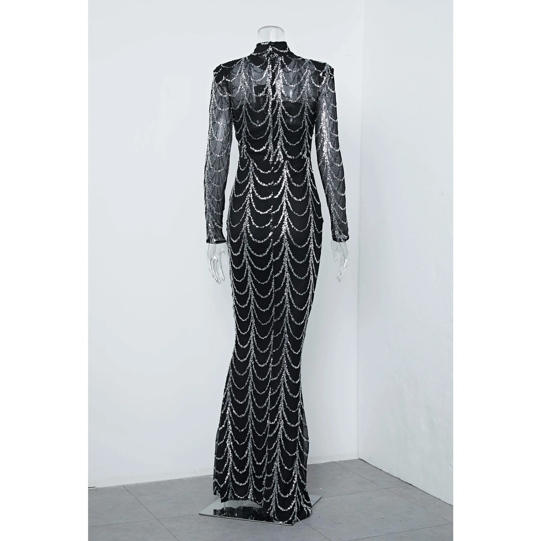 Stunning High Neck Long Sleeve Evening Gown Party Dress Islamic Women Evening Dress