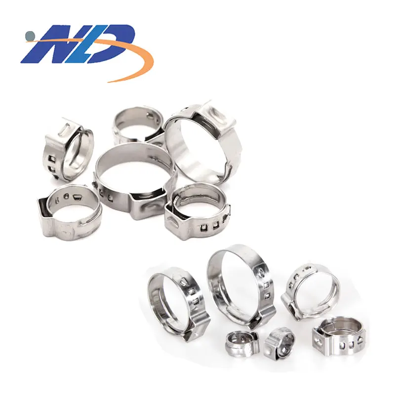 Customized 304 Stainless Steel Stepless Cinch Ring Crimp Pinch Single Ear Hose Clamp