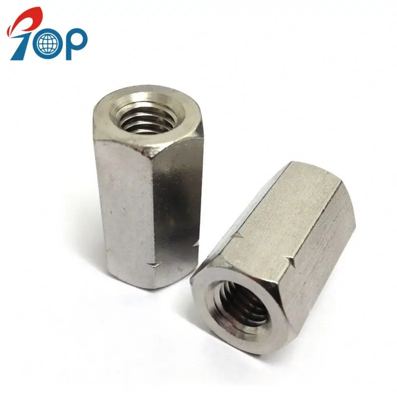 
TOP Round Connector SS304 Threaded Sleeve Bar Stud Rod Coupling Nut 