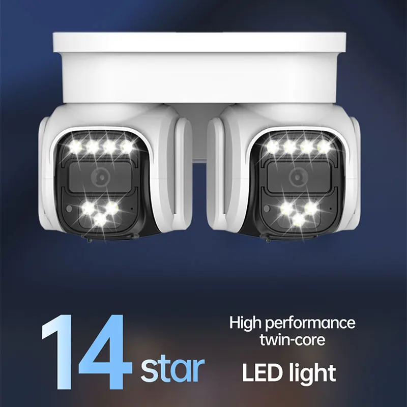 iCam365 4k Dual Ptz Dome IP Camera With 7W Solar Panels Outdoor Wifi Security Camera IP66 Low Power Solar Cctv Camera System