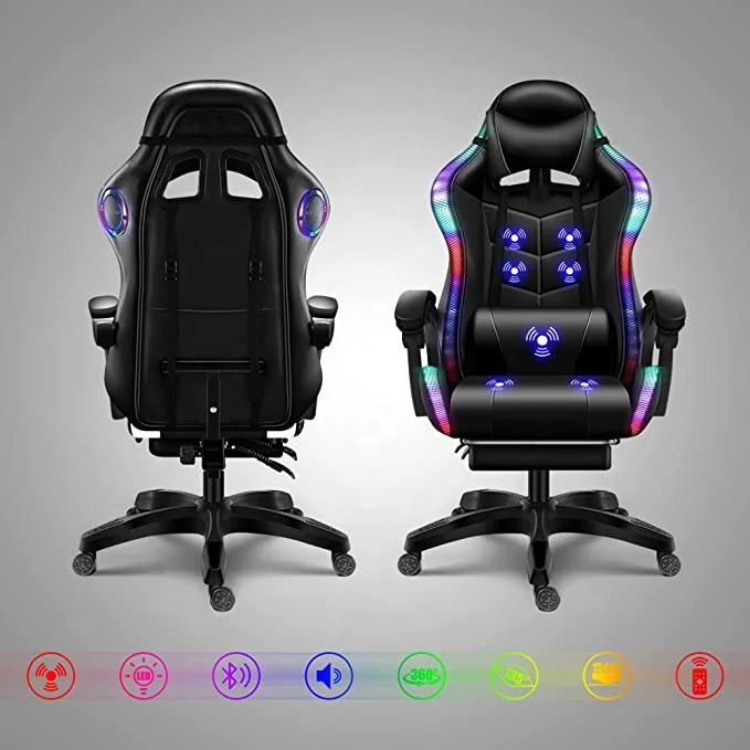 Britain Best Popular New Gaming Chair RGB Gaming Chair with Speaker Optional LED RGB Music Silla Lumbar Support Gaming Chair