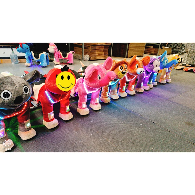 Funny Electric Walking Machine Coin-Operated Ride-On Toy Plush Stuffed Animal for Mall Use