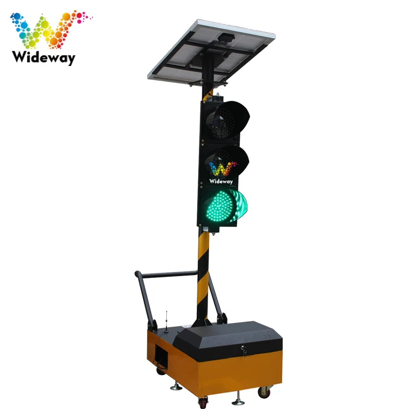 Single-sided solar mobile traffic light, temporary traffic light, temporary mobile traffic light for road construction