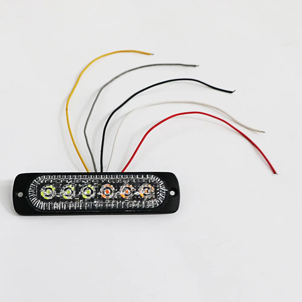 Super Slim Surface-mounted  6 LED 6W 4 Inches 11cm Red Blue LED Traffic Car Truck Emergency Grille Strobe Warning Lights