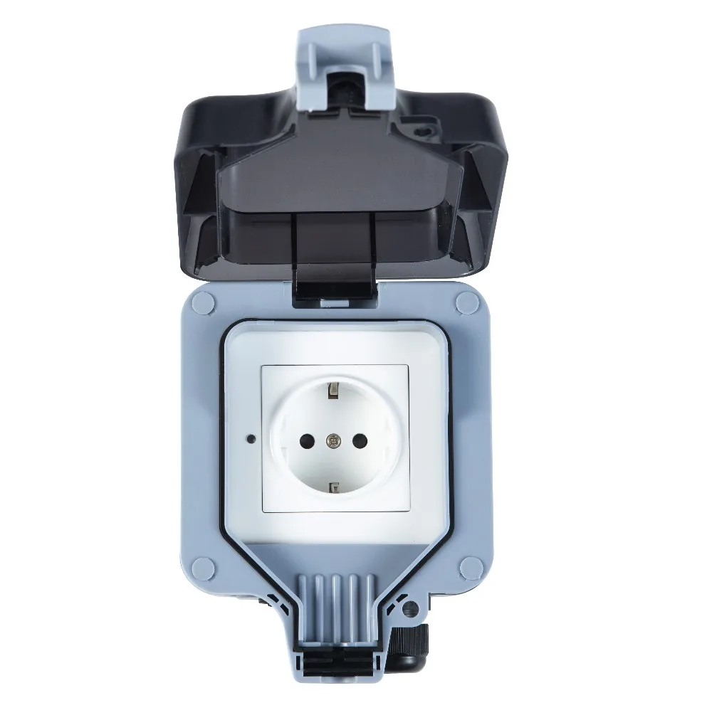 Новый дизайн, европейская уличная Водонепроницаемая беспроводная умная настенная розетка IP66 с поддержкой Tuya eWelink