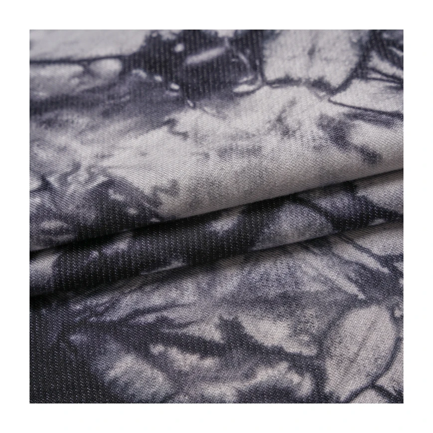  OEM новый цветочный дизайн Tie Dye Трикотажная джинсовая ткань полиэстер вискоза