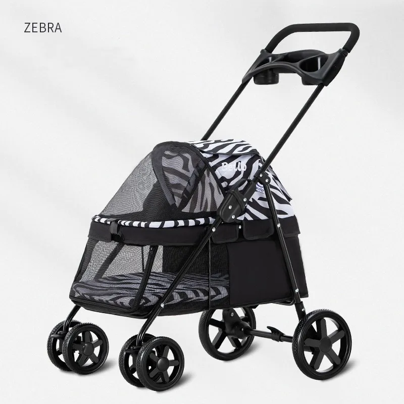 Wholesale 4 Wheels Pet Stroller Portable Folding Travel Dog Trolley Carrier Carriage Pet Stroller For Dogs And Cats