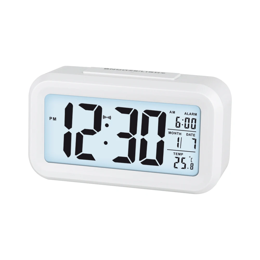 Evertop Smart Light LCD Table Calendar Temperature Home Office Decoration Snooze Digital Alarm Clock